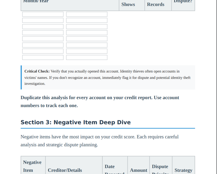 Professional Credit Report Analysis Worksheet: Review Every Line Like an Expert (Complete DIY System)