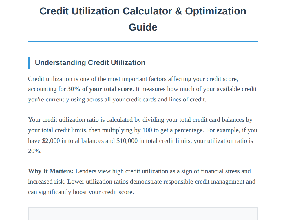 Credit Utilization Mastery: The Complete Calculator & Strategy Guide for Maximum Score Boost